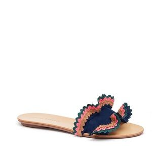 Loeffler Randall Birdie Suede Flat Ruffled Sandal Eclipse